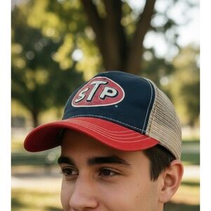 STP Hat Cap Mens Snap Back Logo Trucker Retro Garage Racing Workwear